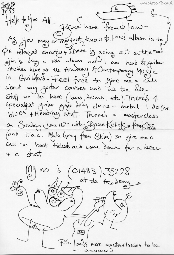 Fan Club letter from Bruce on the release of ‘PIGS’